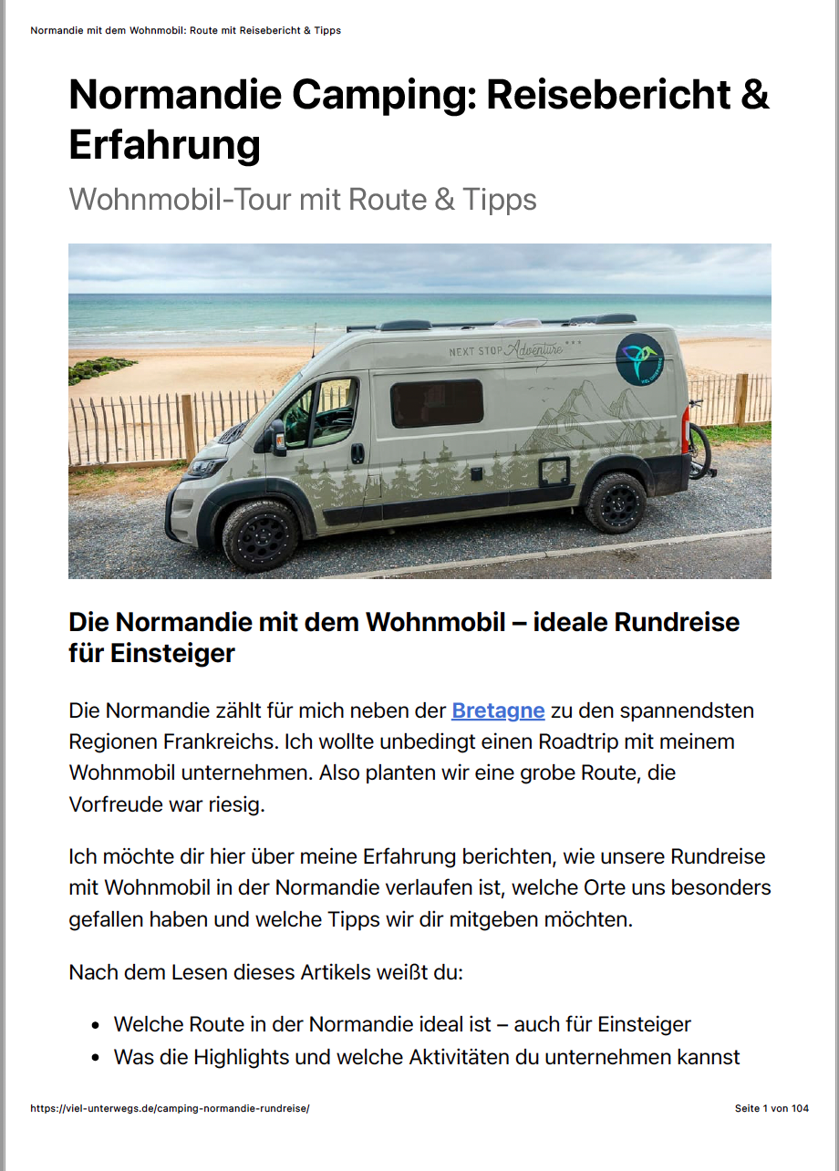 Normandie mit Wohnmobil: Routenplan für 10 bis 21 Tage Normandie
