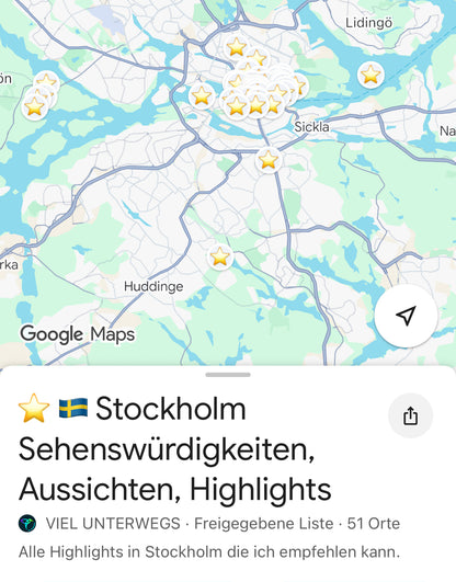 Stockholm Sehenswürdigkeiten Karte – 100+ Highlights in Google Maps mit 1 Klick