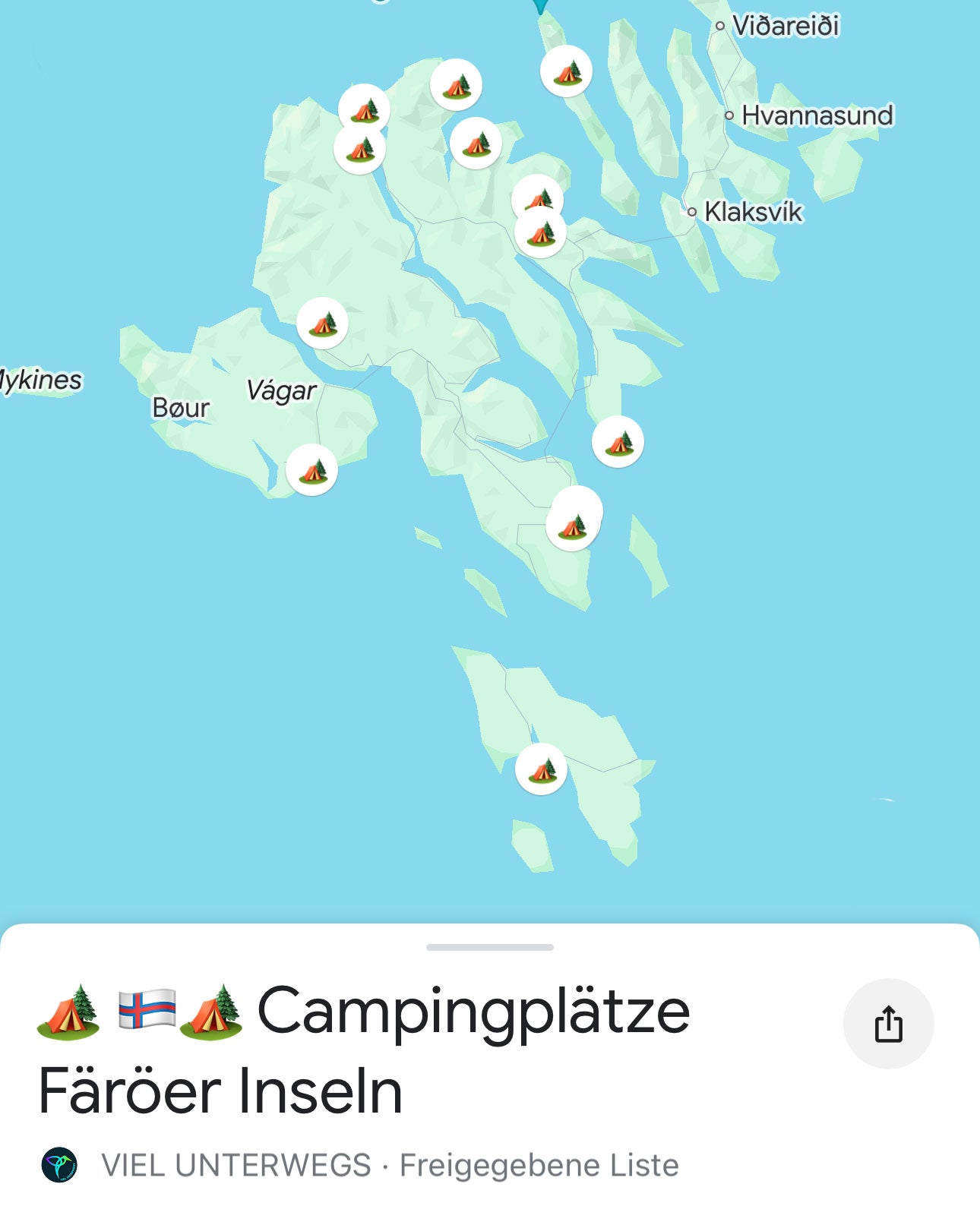 Färöer Inseln Guide: Google Maps Karte (App) mit Sehenswürdigkeiten, Essen, Campingplätze