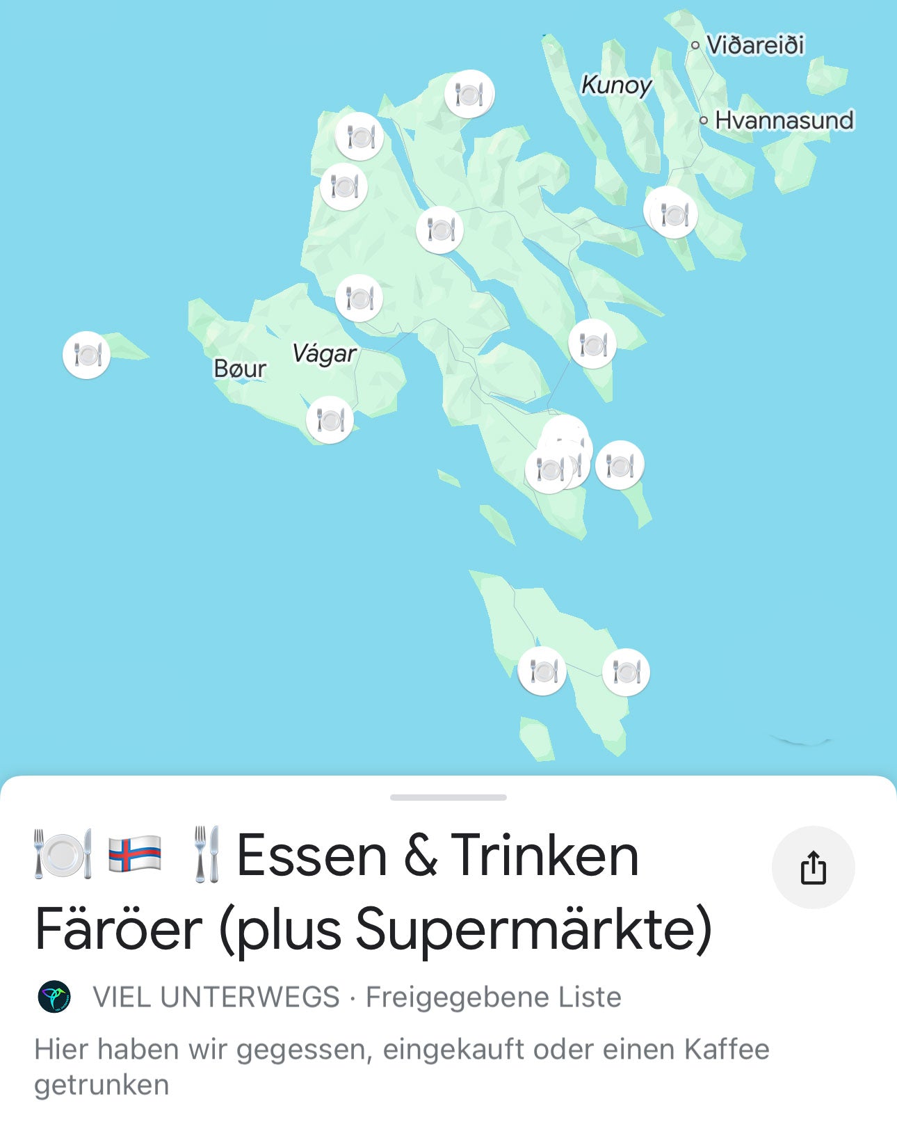 Färöer Inseln Guide: Google Maps Karte (App) mit Sehenswürdigkeiten, Essen, Campingplätze