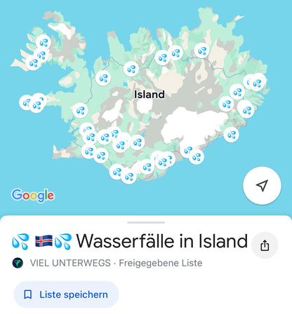 Island Guide: Google Maps Karte (App) mit Sehenswürdigkeiten, Essen, Campingplätze